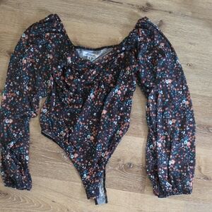 Floral Long Sleeve Women's Bodysuit